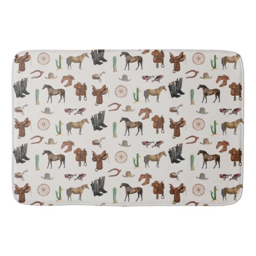 Cowboy Cowgirl Western Rodeo Country Pattern Bath Mat