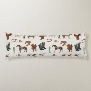 Cowboy Cowgirl Western Rodeo Country Pattern Body Pillow