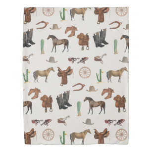 Cowboy Cowgirl Western Rodeo Country Pattern Duvet Cover