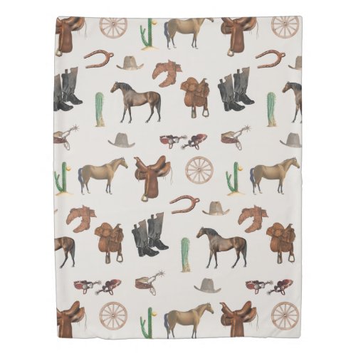 Cowboy Cowgirl Western Rodeo Country Pattern Duvet Cover