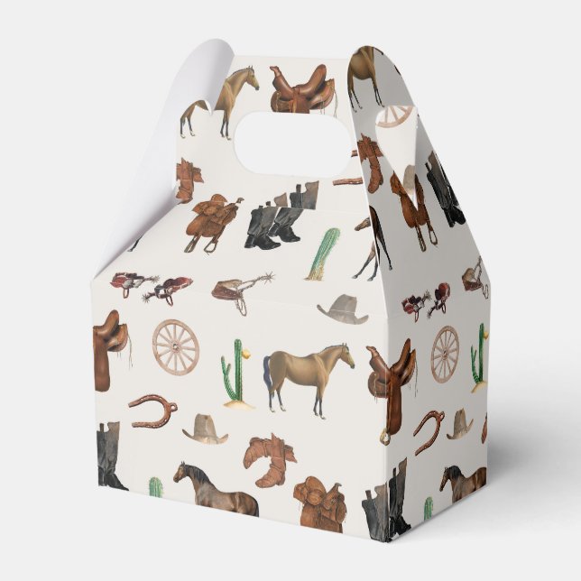 Cowboy Cowgirl Western Rodeo Country Pattern Favor Boxes (Front Side)