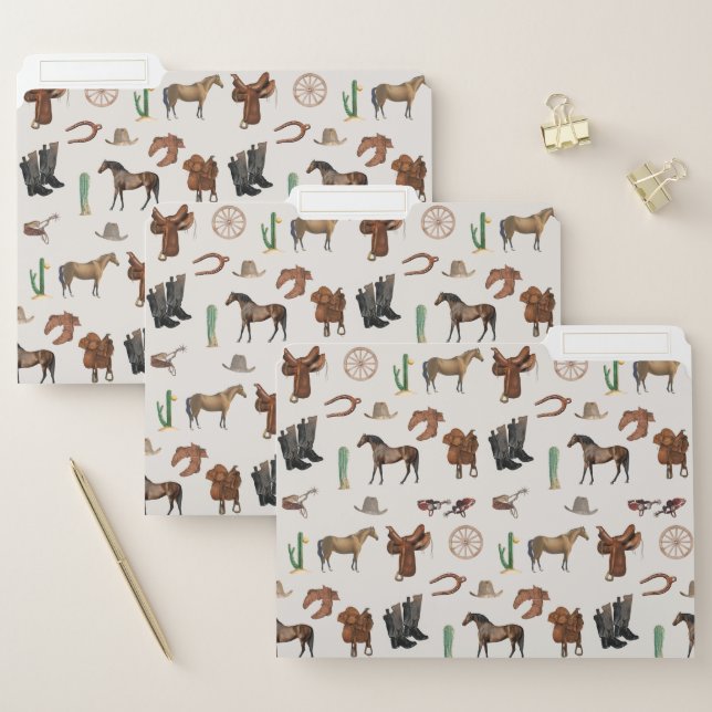 Cowboy Cowgirl Western Rodeo Country Pattern File Folder (Set)