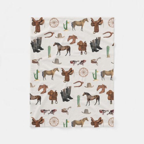 Cowboy Cowgirl Western Rodeo Country Pattern Fleece Blanket