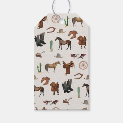 Cowboy Cowgirl Western Rodeo Country Pattern Gift Tags