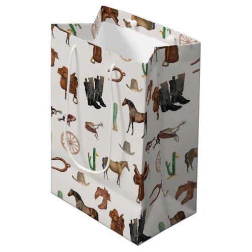 Cowboy Cowgirl Western Rodeo Country Pattern Medium Gift Bag