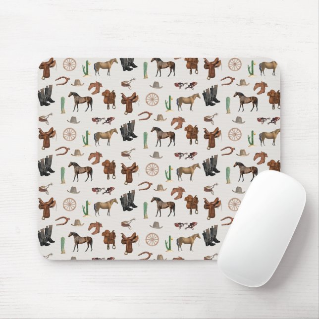 Cowboy Cowgirl Western Rodeo Country Pattern Mouse Pad (With Mouse)