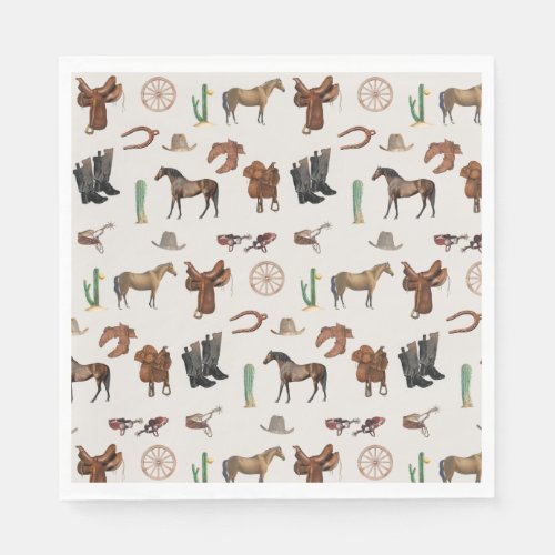 Cowboy Cowgirl Western Rodeo Country Pattern Napkins