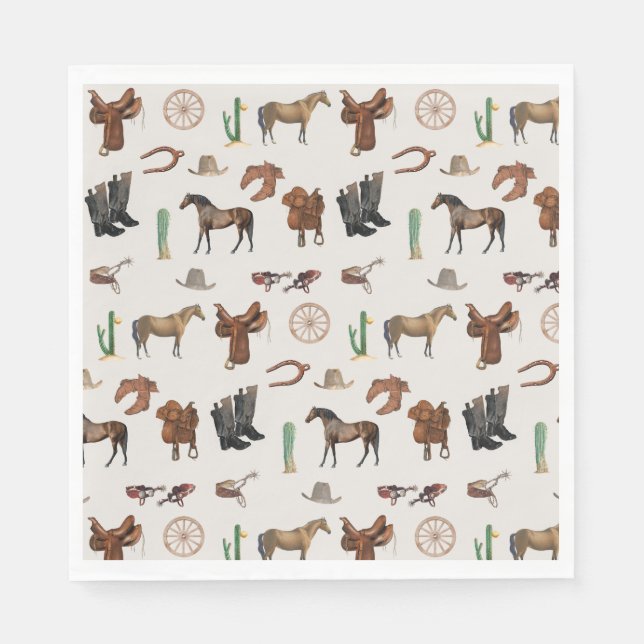 Cowboy Cowgirl Western Rodeo Country Pattern Napkins (Front)