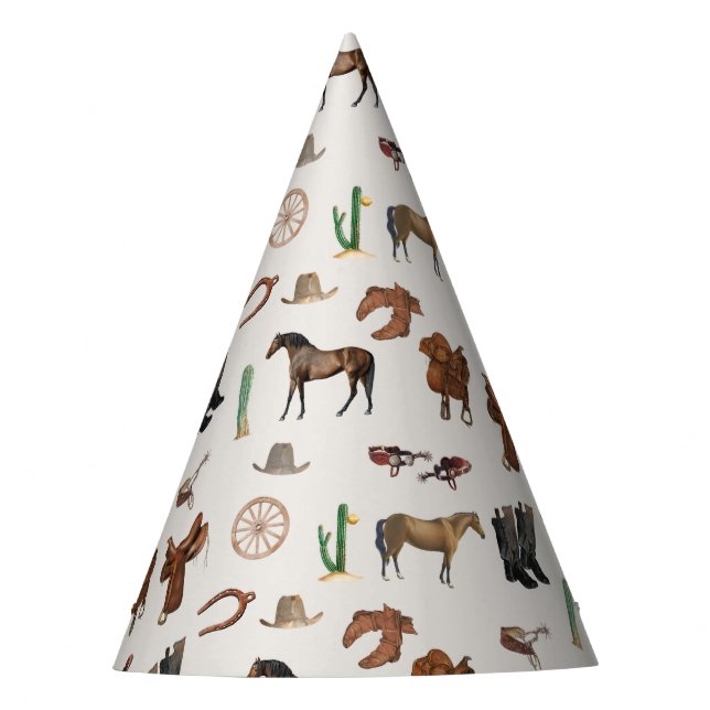 Cowboy Cowgirl Western Rodeo Country Pattern Party Hat (Front)