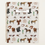 Cowboy Cowgirl Western Rodeo Country Pattern Planner<br><div class="desc">A beautiful vintage rodeo cowboy cowgirl western theme pattern featuring watercolor country illustrations of horses,  cowboy boots,  cowboy hats,  horseshoe,  horse saddle and much more. This rodeo country pattern is ideal for anyone who loves vintage western style rustic patterns. Perfect ranch,  farm and barn themed home décor.</div>