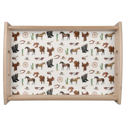 Cowboy Cowgirl Western Rodeo Country Pattern Serving Tray