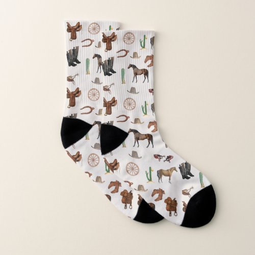 Cowboy Cowgirl Western Rodeo Country Pattern Socks