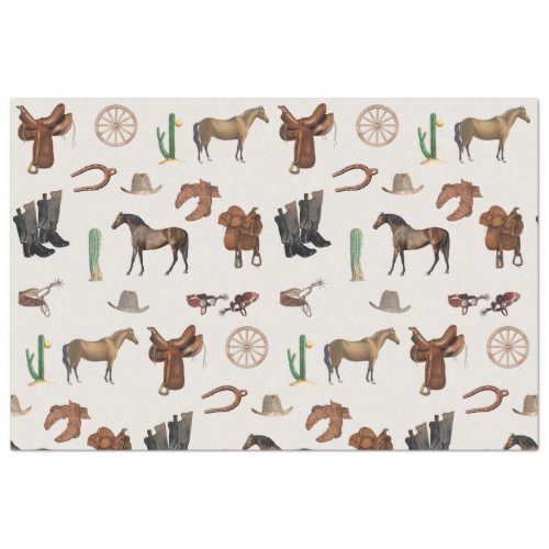 Cowboy Cowgirl Western Rodeo Country Pattern Tissue Paper