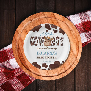 Cowboy cute baby horse western baby shower paper plates