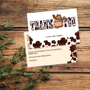 Cowboy cute baby horse western baby shower thank you card
