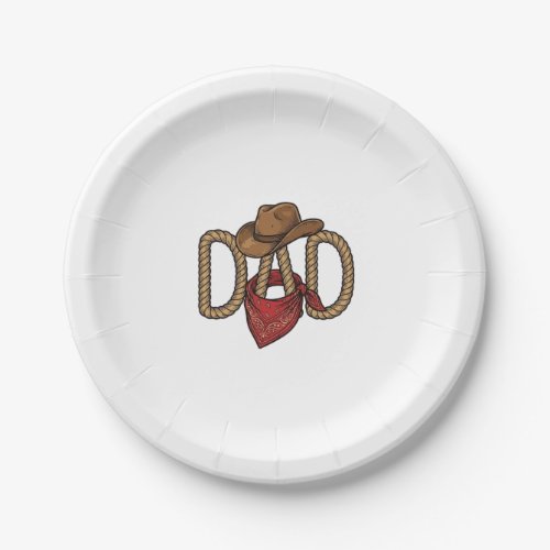 Cowboy Dad Rope Hat Bandana Vintage Engraving Desi Paper Plates