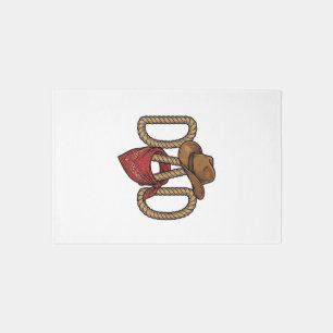 Cowboy Dad Rope Hat Bandana Vintage Engraving Desi Rug