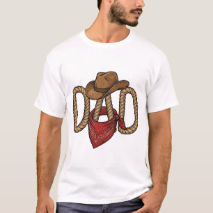 Cowboy Dad Rope Hat Bandana Vintage Engraving Desi T-Shirt