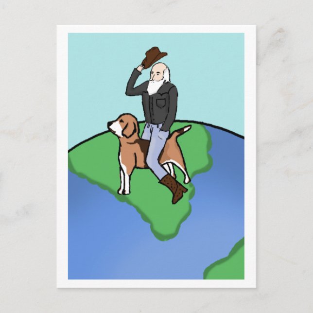 Cowboy Darwin on "The Beagle" Postcard (Front)