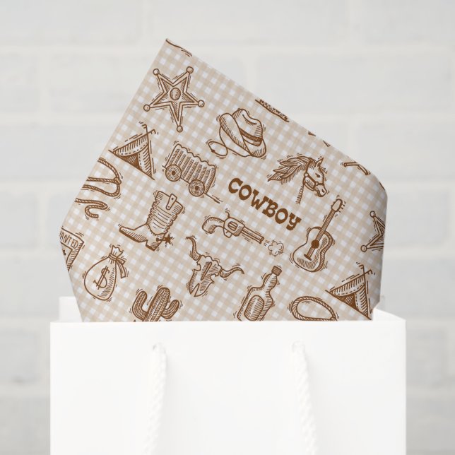 Cowboy Decoupage Paper, Western Rodeo Tissue Paper (Gift Bag)