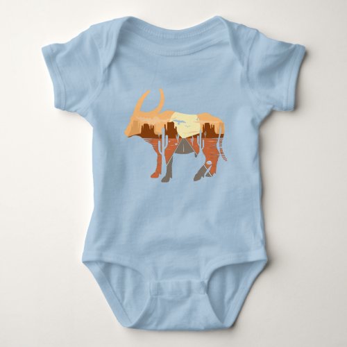 Cowboy Desert Sunrise Cattle Bull Cactus Baby Bodysuit