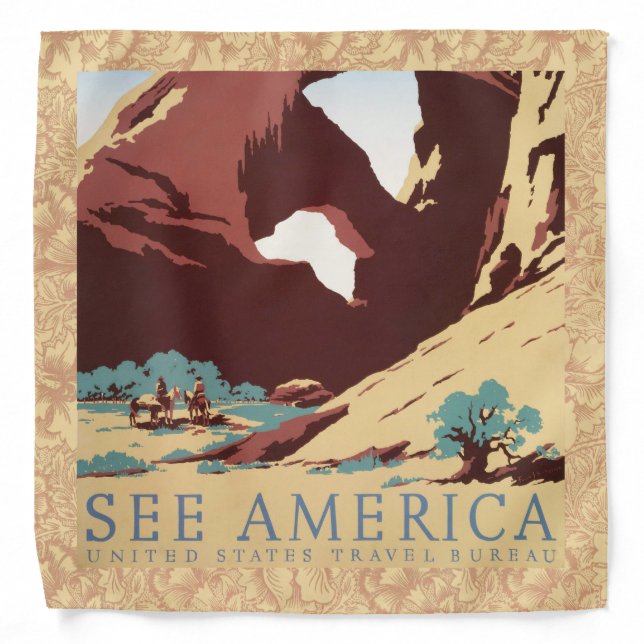 Cowboy Desert Vintage Western Horses  Bandana (Front)