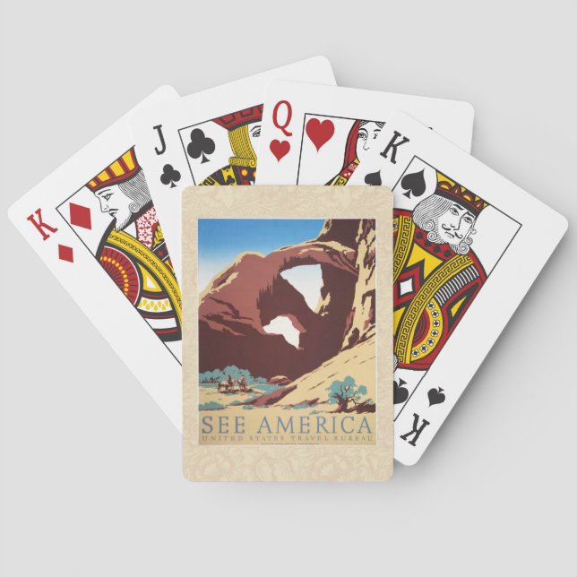 Cowboy Desert Vintage Western Horses  Poker Cards (Back)