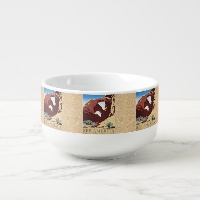 Cowboy Desert Vintage Western Horses  Soup Mug (Front)