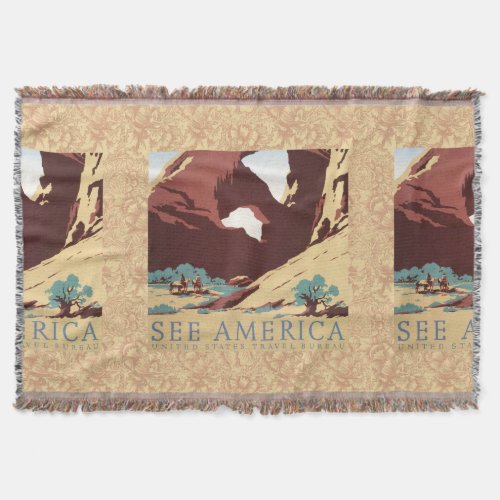 Cowboy Desert Vintage Western Horses  Throw Blanket