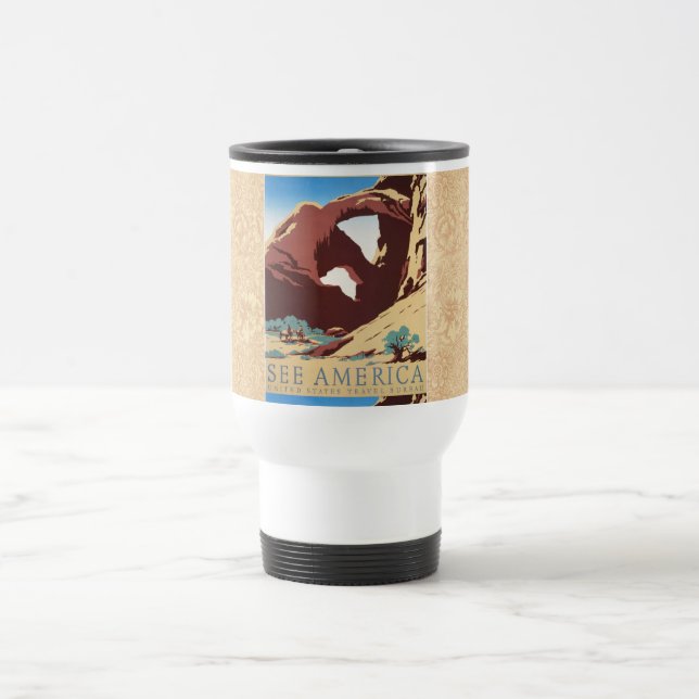 Cowboy Desert Vintage Western Horses  Travel Mug (Center)