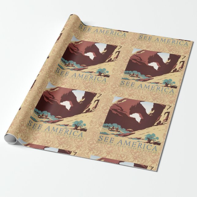 Cowboy Desert Vintage Western Horses  Wrapping Paper (Unrolled)