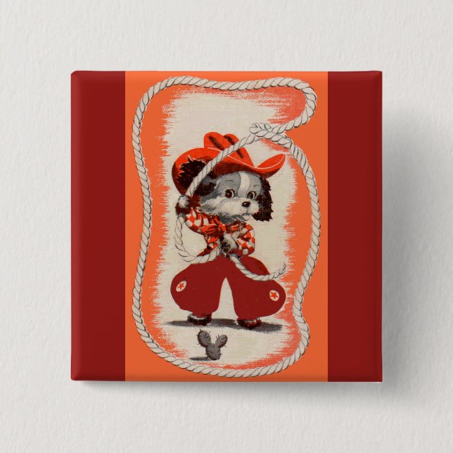 cowboy dog button (Front)