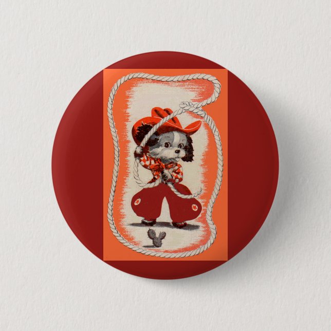 cowboy dog button (Front)