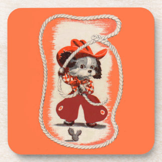 cowboy dog drink coaster
