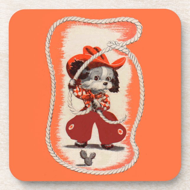 cowboy dog drink coaster (Front)
