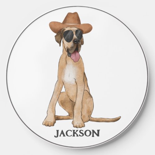 Cowboy Dog Illustration Wireless Charger
