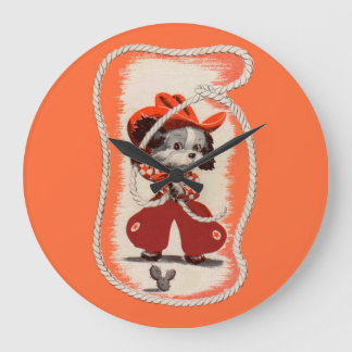 cowboy dog large clock