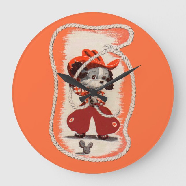 cowboy dog large clock (Front)