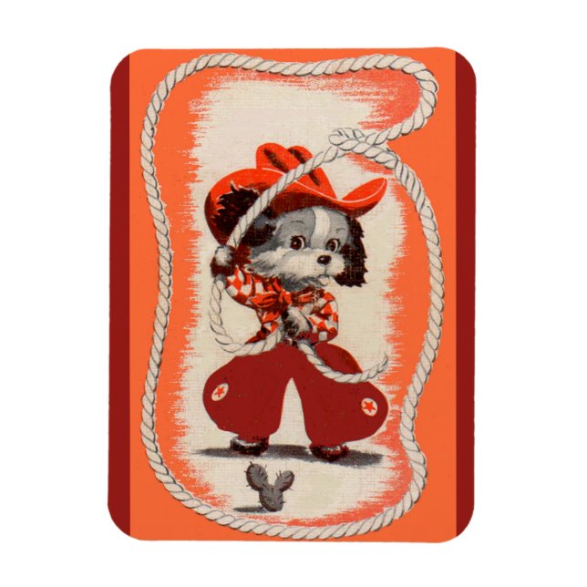 cowboy dog magnet (Vertical)