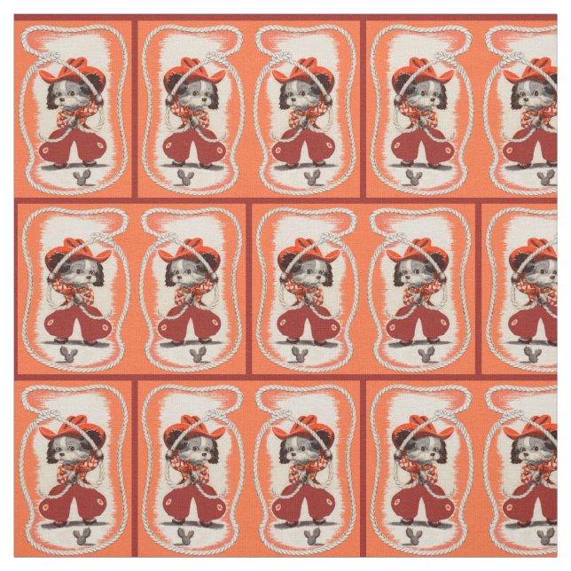 cowboy dog print fabric (Swatch)