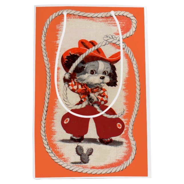 cowboy dog print medium gift bag (Front)