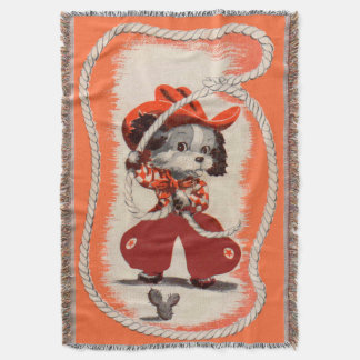 cowboy dog print throw blanket