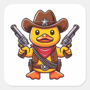 Cowboy Duck Sheriff Square Sticker