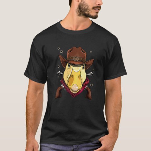 Cowboy Duck Western Rodeo Cowboy Hat And Bandana T_Shirt