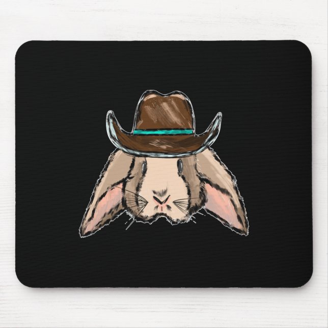 Cowboy Easter Bunny Cowboy Hat Western Punchy  Mouse Pad (Front)