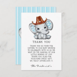 Cowboy Elephant Baby Shower Thank You Cards