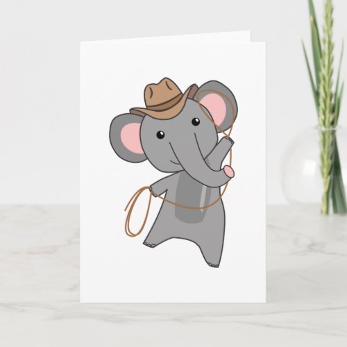 Cowboy Elephant Elephant Safari Lasso Western Card