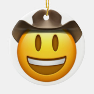 Cowboy emoji face ceramic ornament