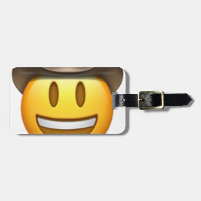 Cowboy emoji face luggage tag (Front Horizontal)