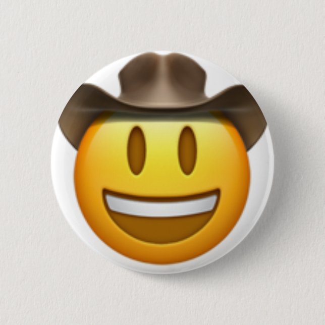 Cowboy emoji face pinback button (Front)